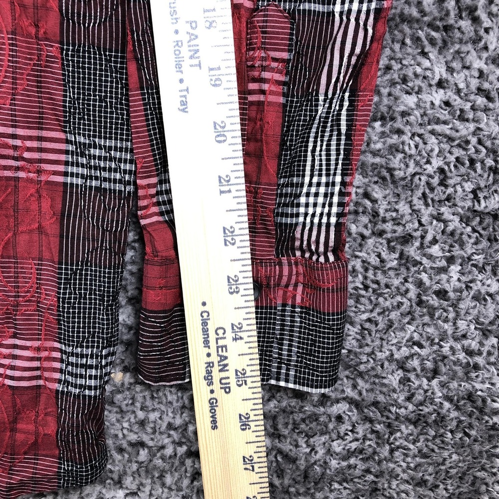 Haupt Shirt Mens 2XL Red Plaid Textured Long Sleeve Button Up Casual Woven - Picture 5 of 9